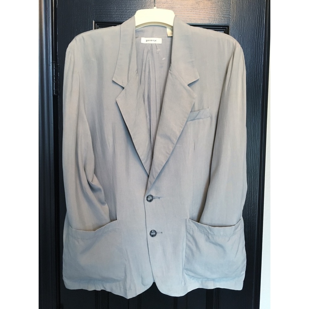 Go Silk Light Gray 100% Silk Jacket Blazer